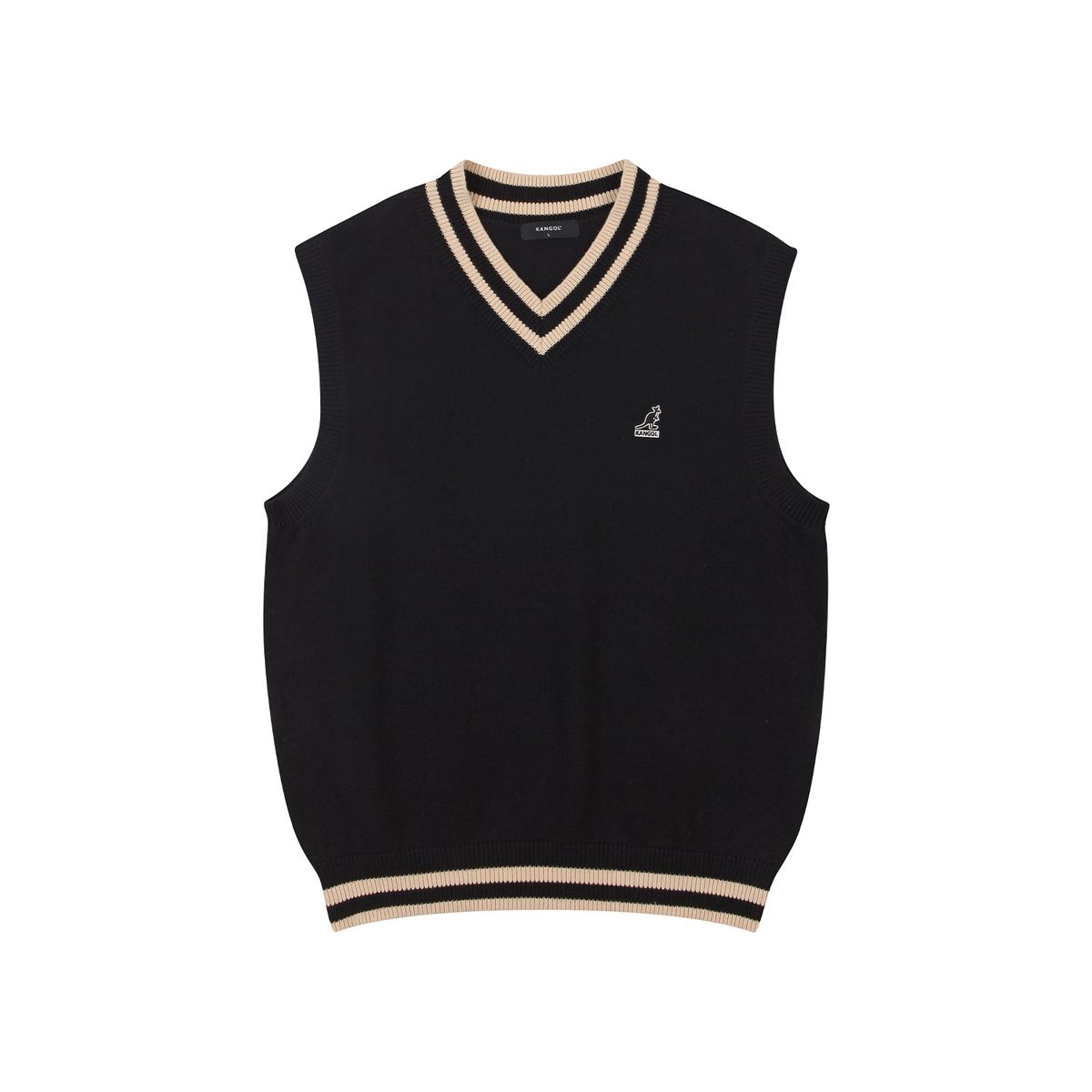 캉골(KANGOL) 라인 니트 베스트 1852 블랙