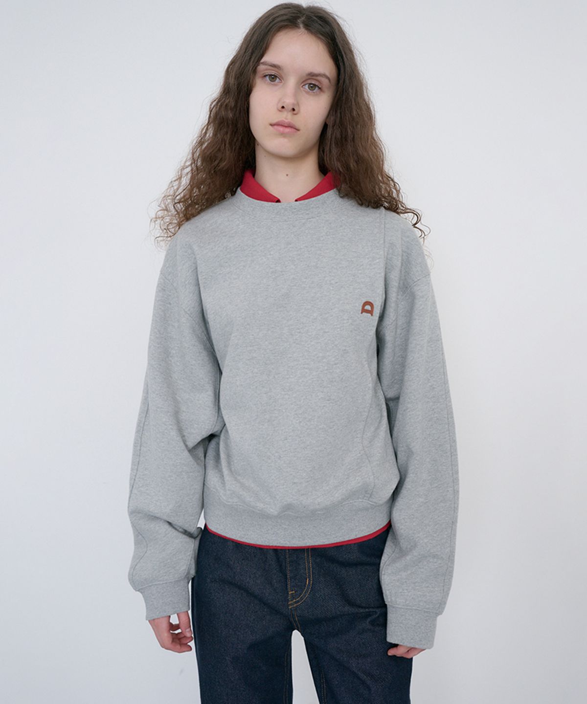 던스트(DUNST) UNISEX DUNST LOGO CREASE SWEATSHIRT_UDTS6C103_MELANGE GREY