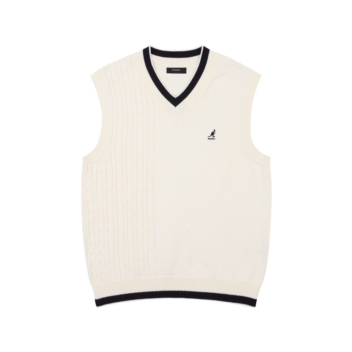 캉골(KANGOL) 하프 케이블 니트 베스트 1854 아이보리