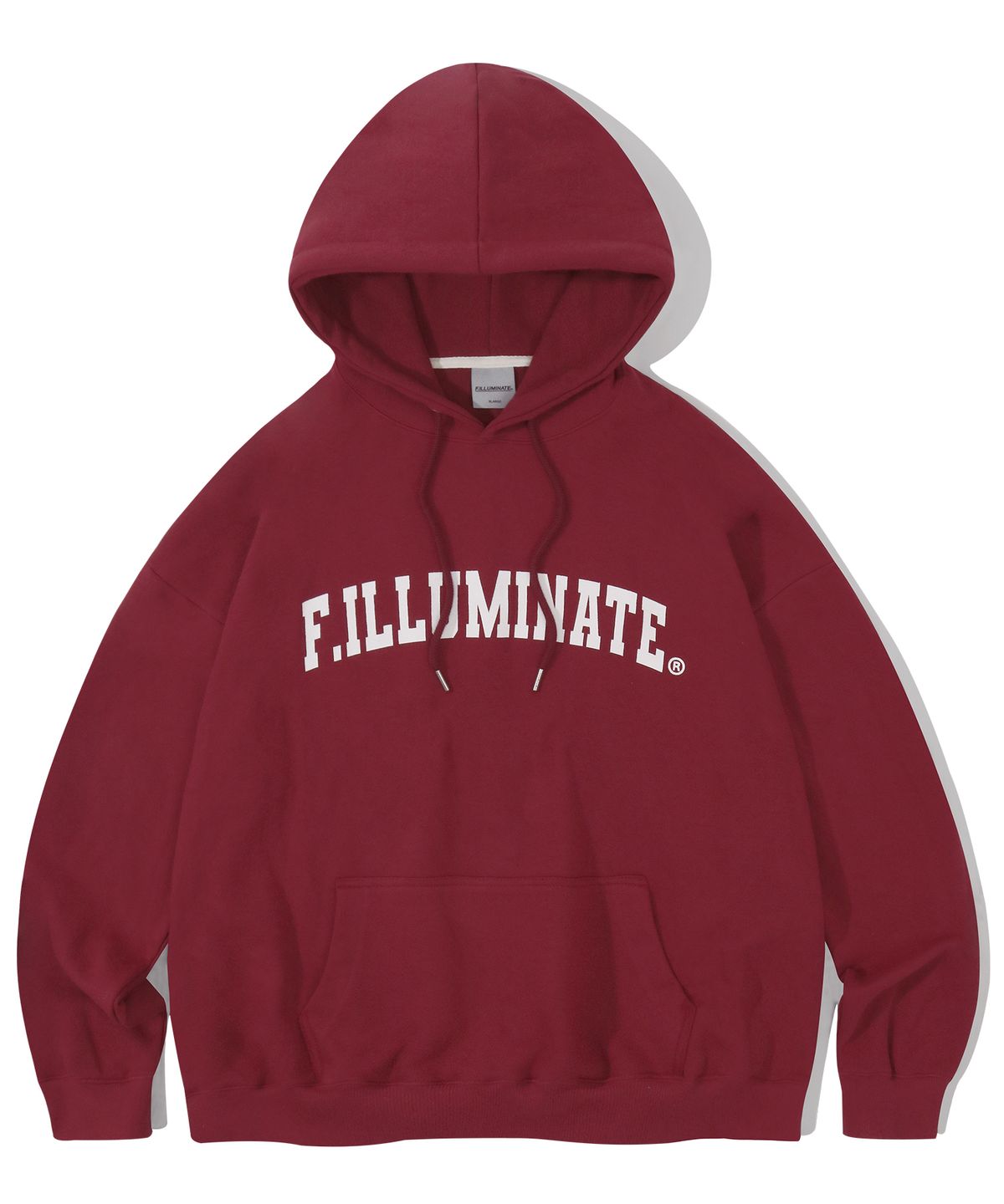 필루미네이트(FILLUMINATE) 오버핏 아치 로고 후디-와인