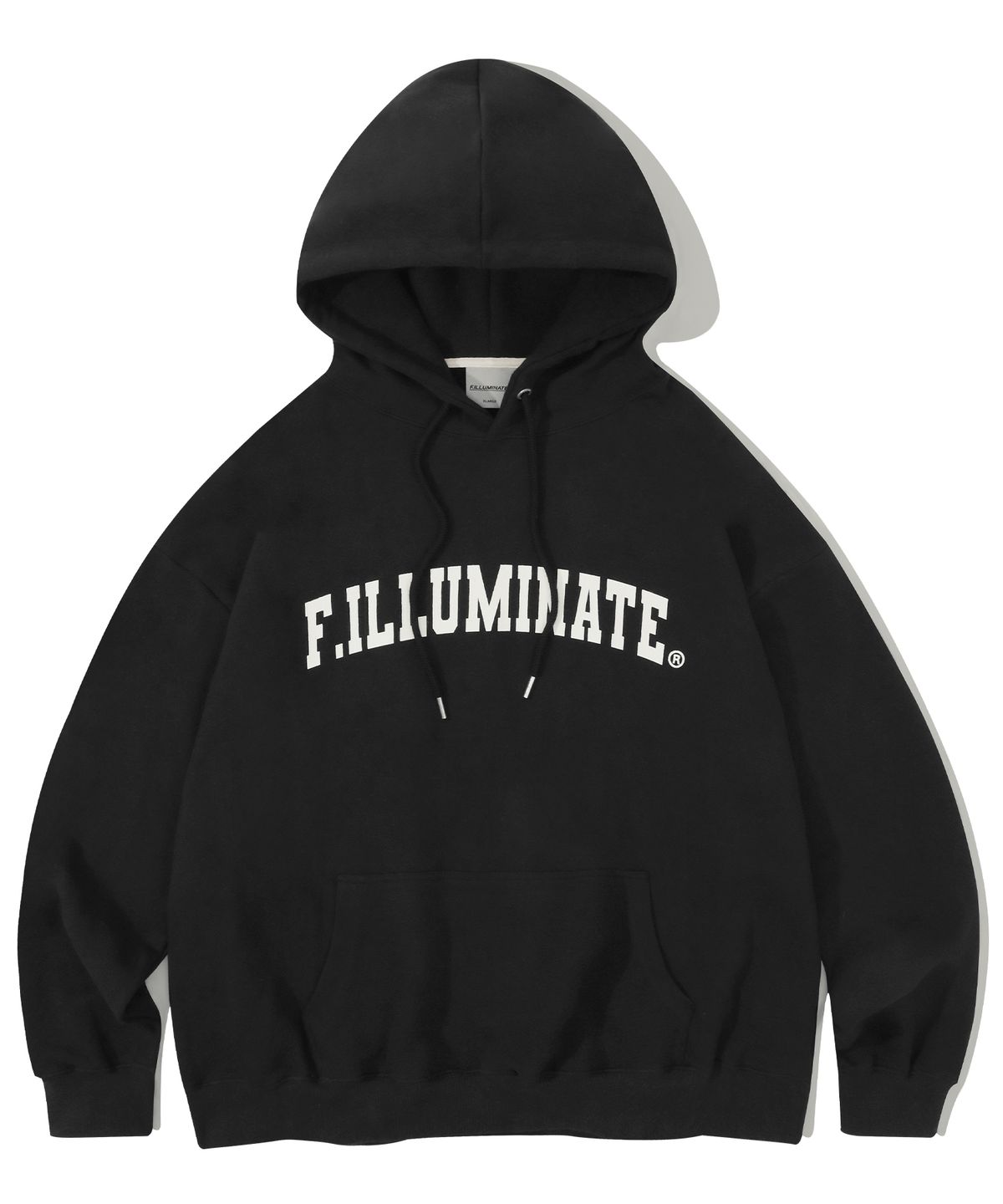 필루미네이트(FILLUMINATE) 오버핏 아치 로고 후디-블랙