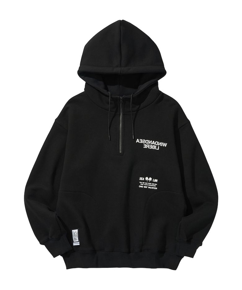 WDS X LIBERE HARF-ZIP HOODIE / BLACK