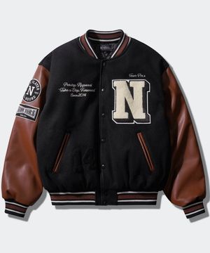 리메인 바시티 자켓 블랙/브라운 JUOT4536