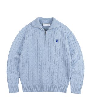 Heavyweight Cable Half Zip Knit [SKYBLUE]_COOSKT042SKYBLUE