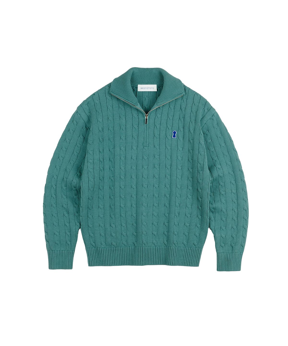 세컨모놀로그(SECONDMONO) Heavyweight Cable Half Zip Knit [J.GREEN]_COOSKT042J.GREEN