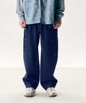 락 슬라이드 와이드 데님 팬츠 Dark Indigo