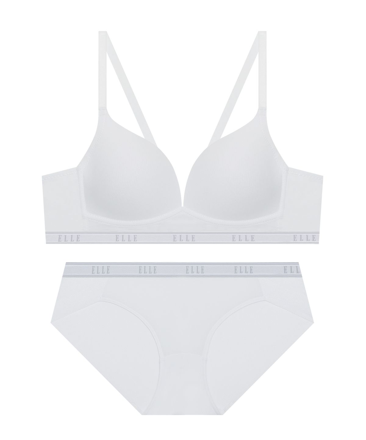 엘르이너웨어(ELLE INNERWEAR) 에어로쿨 컴포트핏 노와이어 브라 팬티 세트 - 화이트