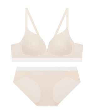 에어로쿨 컴포트핏 노와이어 브라 팬티 세트 - 크림