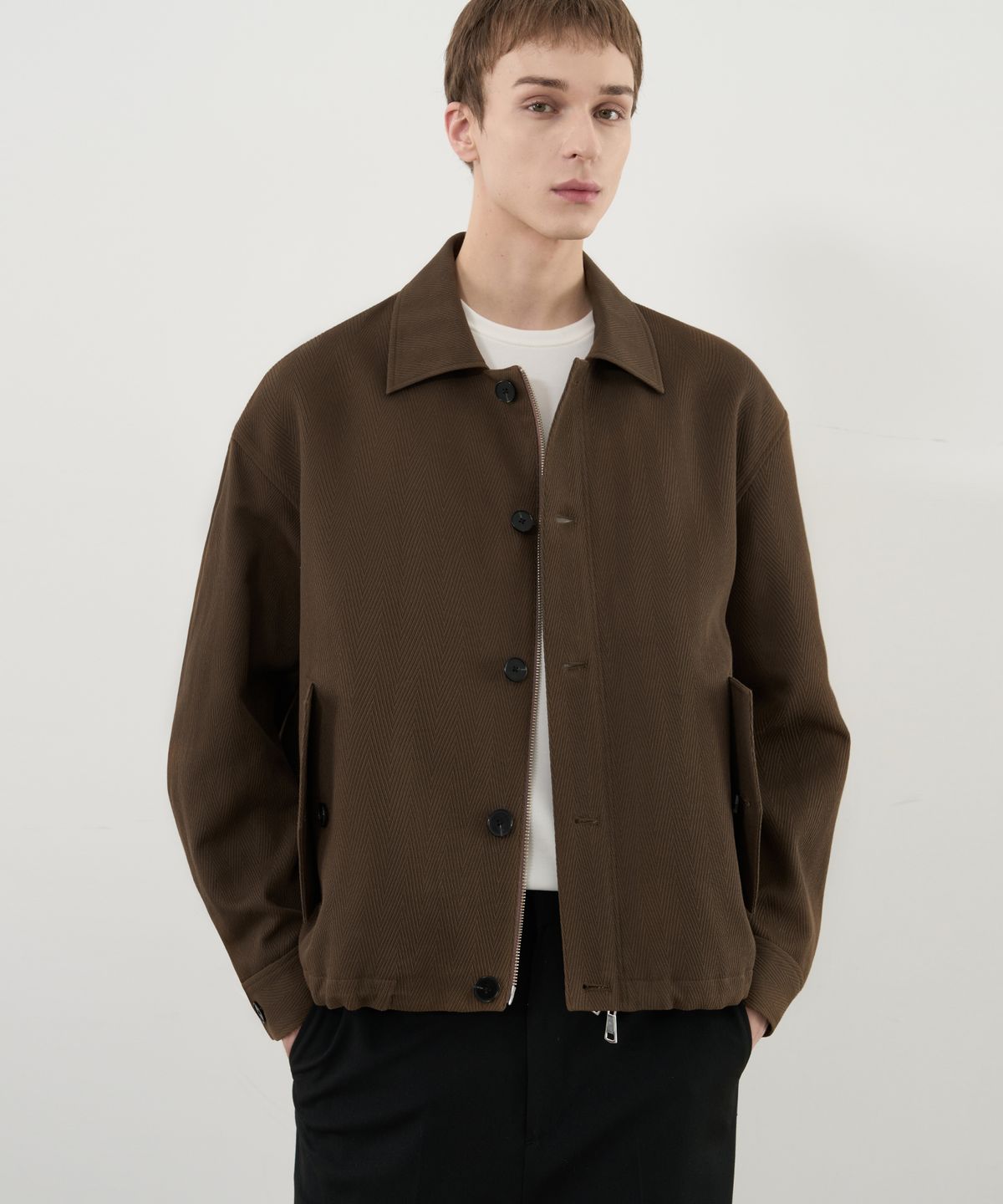 드로우핏(DRAW FIT) 코튼 트윌 스트링 자켓 [BROWN]