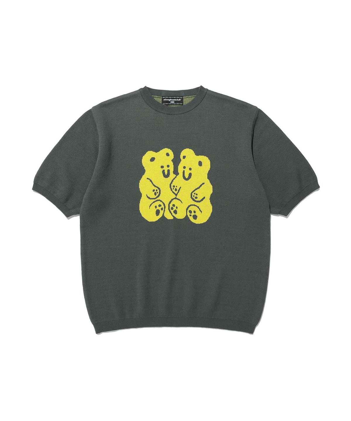 나이스고스트클럽(NICEGHOSTCLUB) GUMMY BEAR KNIT HALF T_CHARCOAL(NG2CFUK604A)
