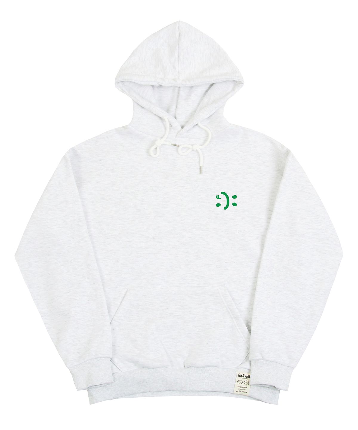 그레이버(GRAVER) [UNISEX]스몰 더블 드로잉스마일 후드티_멜란지화이트