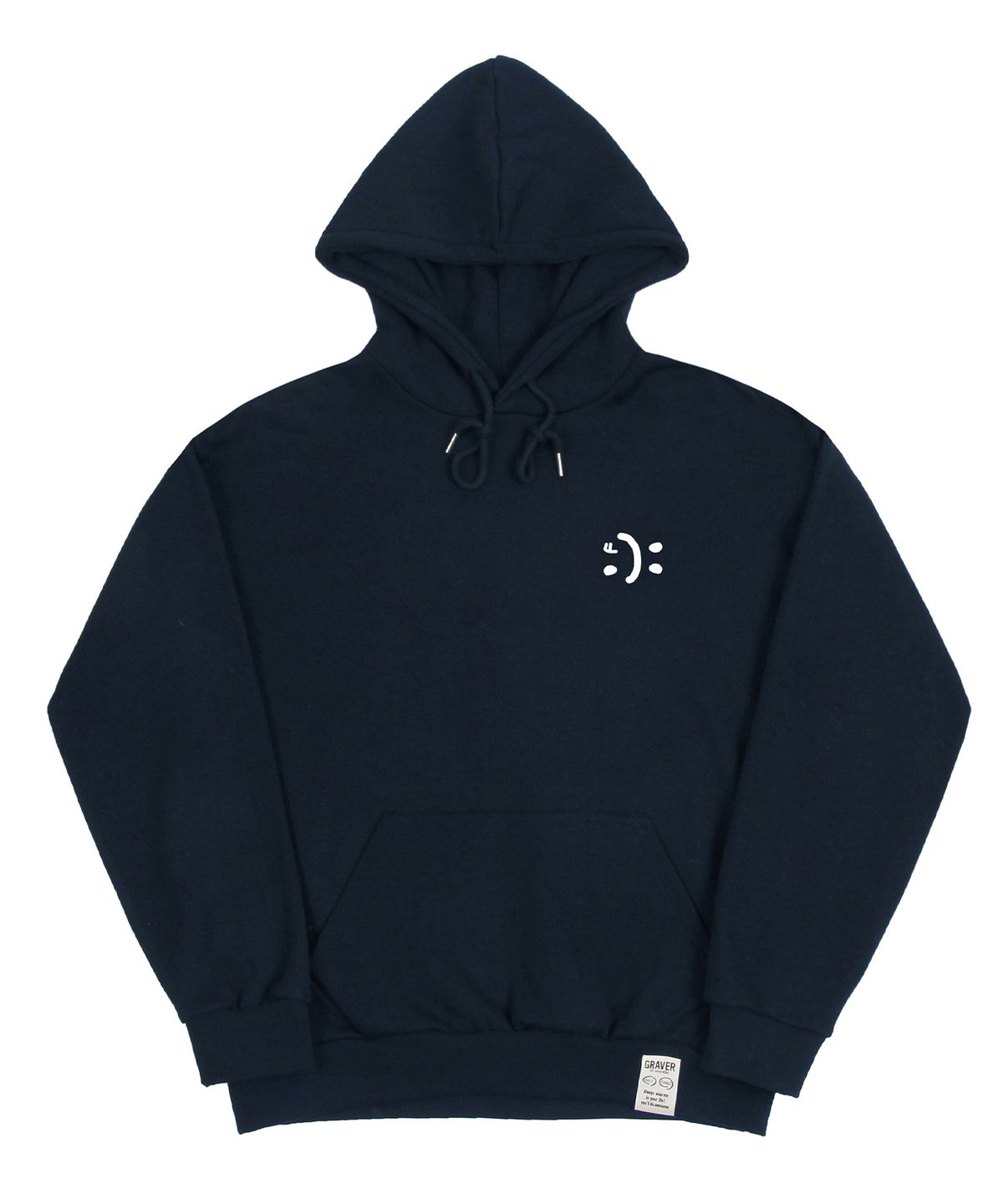 그레이버(GRAVER) [UNISEX]스몰 더블 드로잉스마일 후드티_네이비