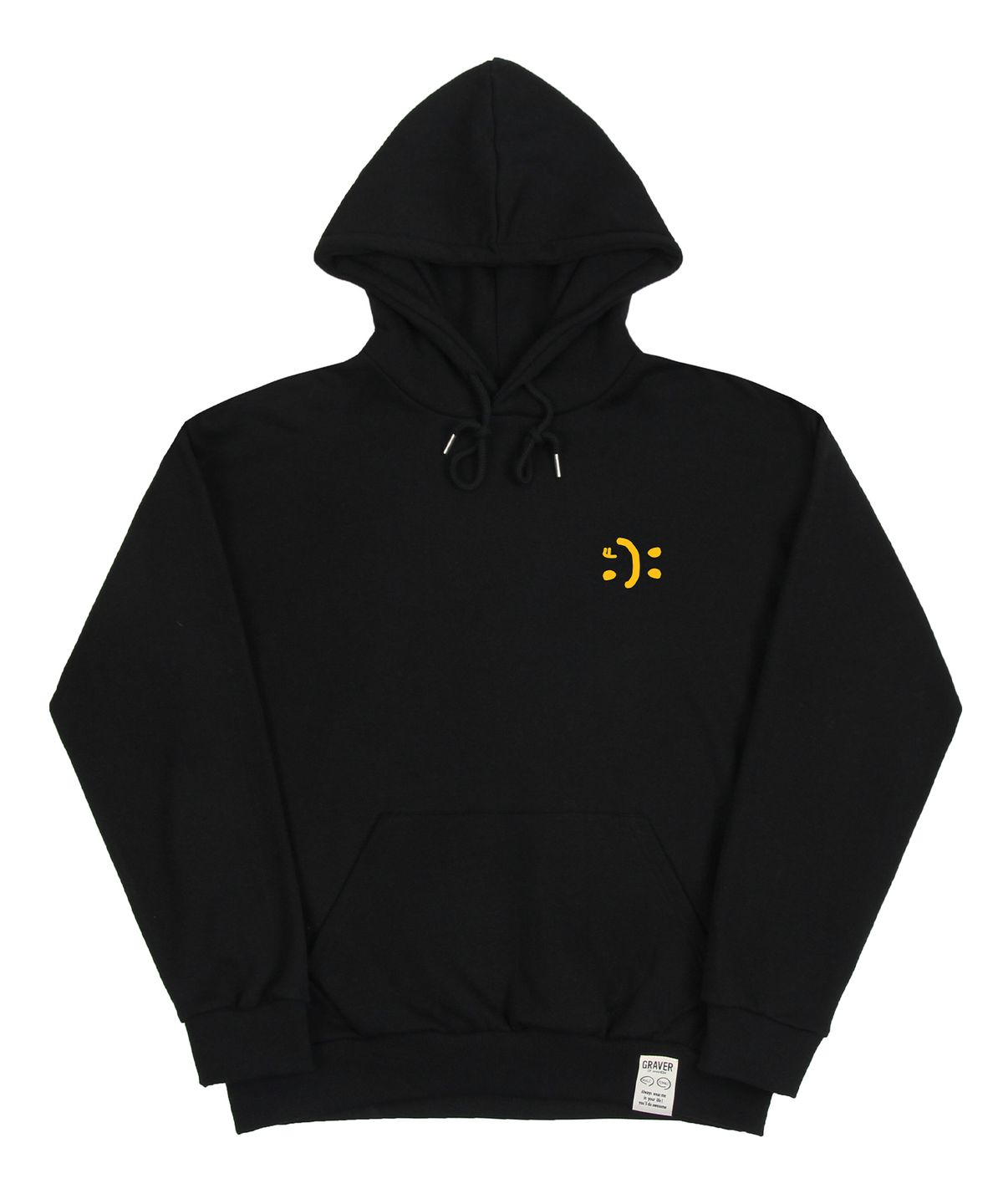 그레이버(GRAVER) [UNISEX]스몰 더블 드로잉스마일 후드티_블랙