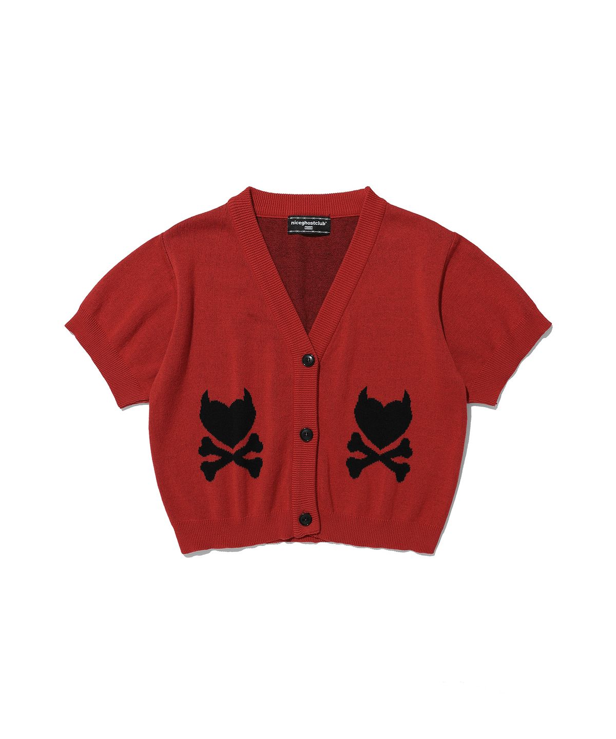 나이스고스트클럽(NICEGHOSTCLUB) DANGER HEART CROPPED HALF CARDIGAN_RED(NG2DSUK680A)