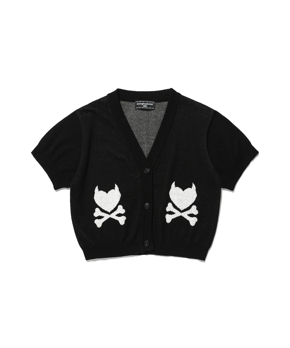 나이스고스트클럽(NICEGHOSTCLUB) DANGER HEART CROPPED HALF CARDIGAN_BLACK(NG2DSUK680A)