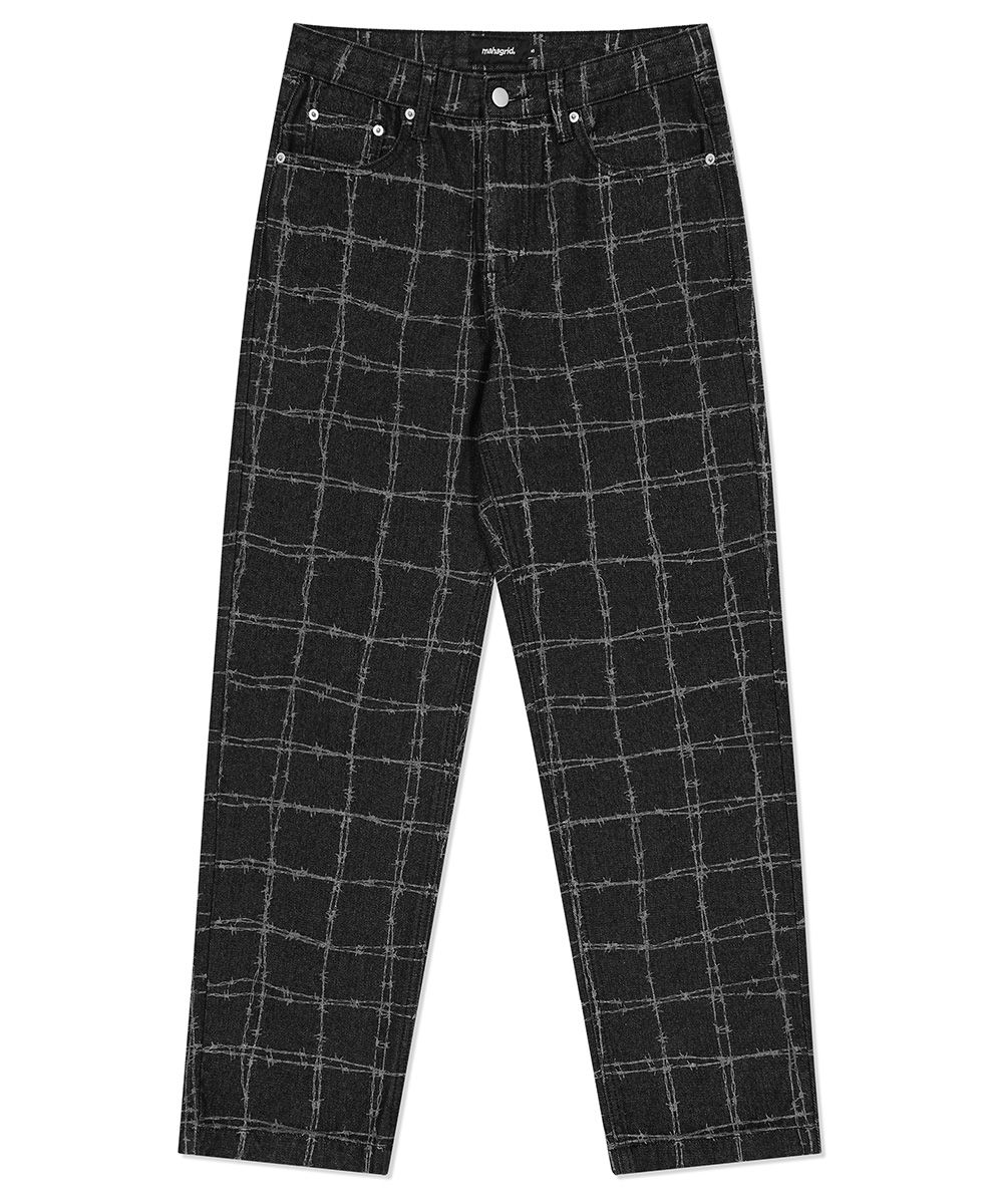 MUSINSA | MAHAGRID WIRE DENIM Pants BLACK(MG2DSMPA10A)