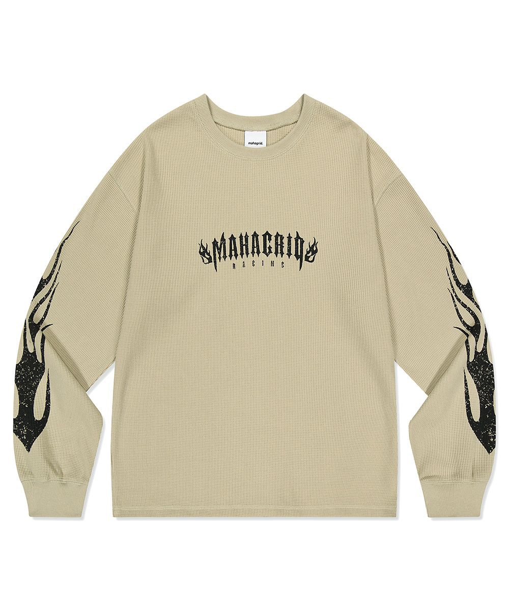 MUSINSA | MAHAGRID FLAME WAFFLE LS T-Shirt BEIGE(MG2DSMT555A)