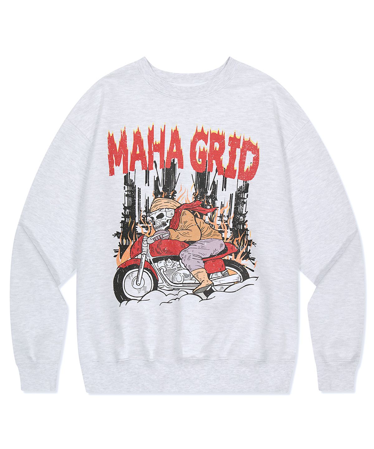 마하그리드(MAHAGRID) SKELETON RIDER SWEATSHIRT LIGHT GREY(MG2DSMM443A)