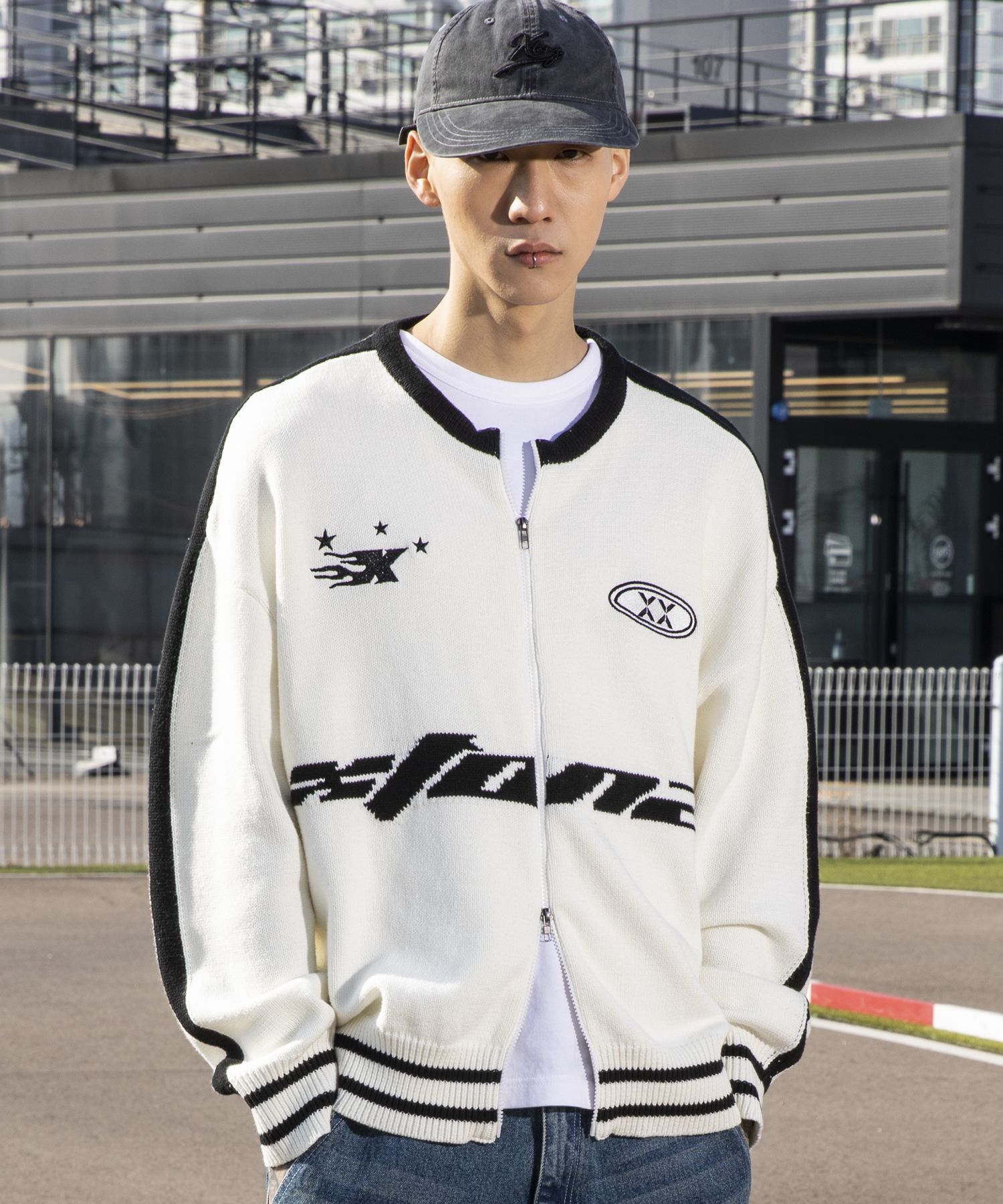 アウターその他 XTONZ XTK040 Sporty round knit zip-up BLACK xtk040 MUSINSA | XTONZ XTK040 Sporty Round Knit Zip-up (WHITE)