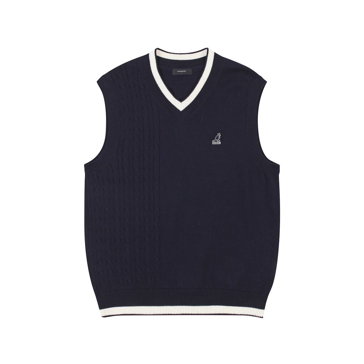 캉골(KANGOL) 하프 케이블 니트 베스트 1854 네이비