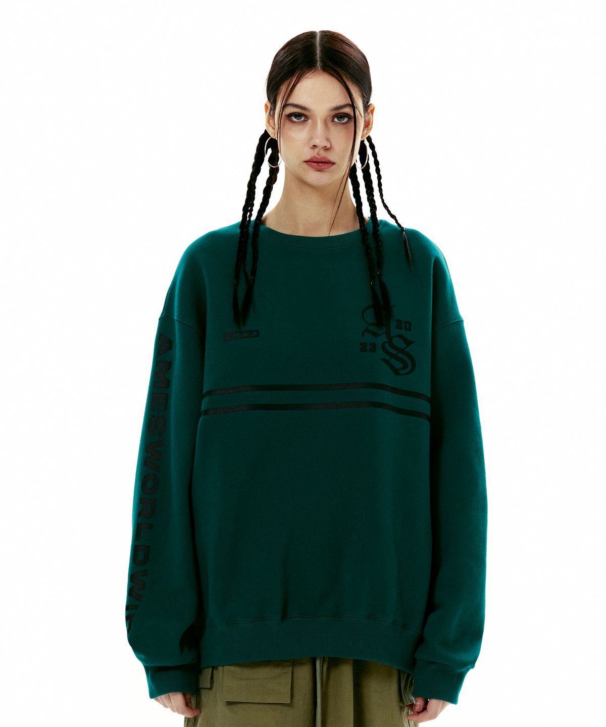 아메스 월드와이드(AMES-WORLDWIDE) OLD ENGLISH LOGO SWEATSHIRT GREENAM2DSUM440A