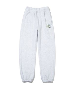 드로잉 플라워 트레이닝 팬츠_멜란지 그레이
