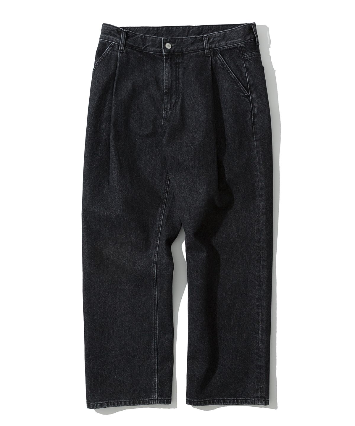 유니폼브릿지(UNIFORM BRIDGE) wide one tuck denim pants black washed