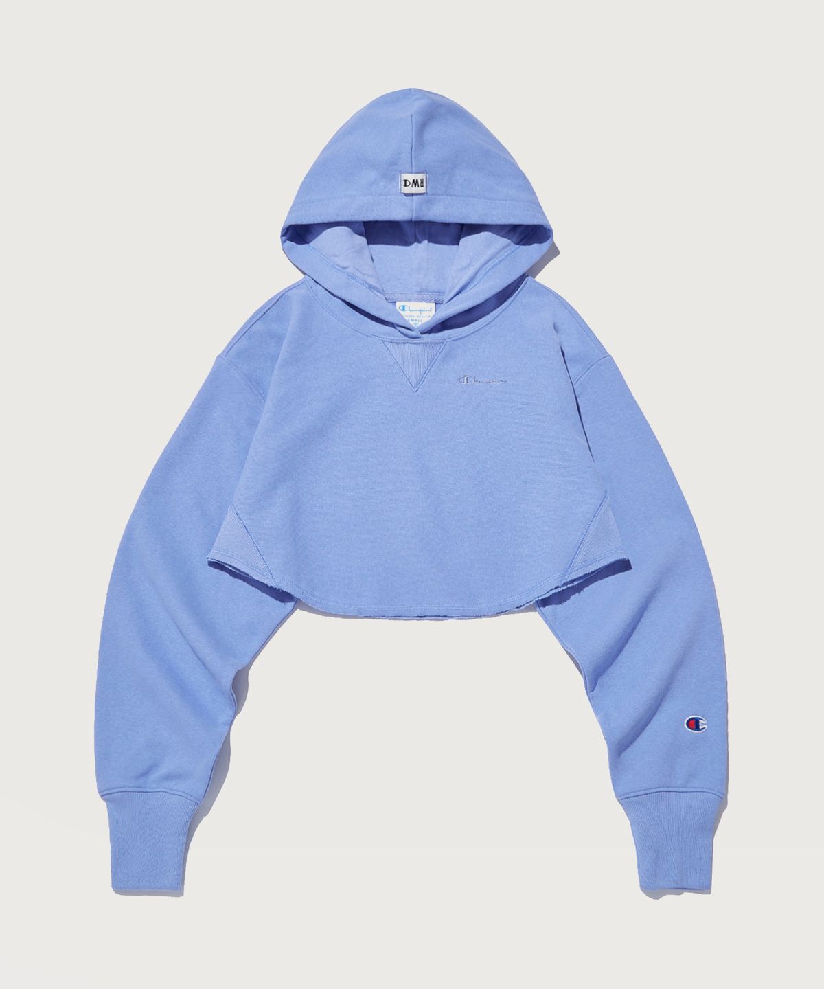 챔피온(CHAMPION) 여성 리버스위브 100 크롭 후드 티셔츠 Pale Blue