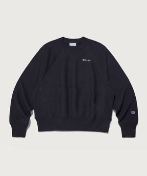 여성 리버스위브 프렌치테리 포켓 스웨트셔츠 Black