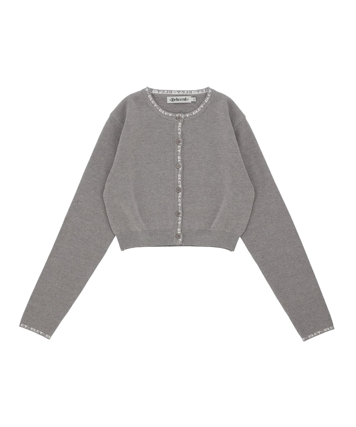 델리센트(DELICCENT) 레터링 크롭 가디건 [GRAY]