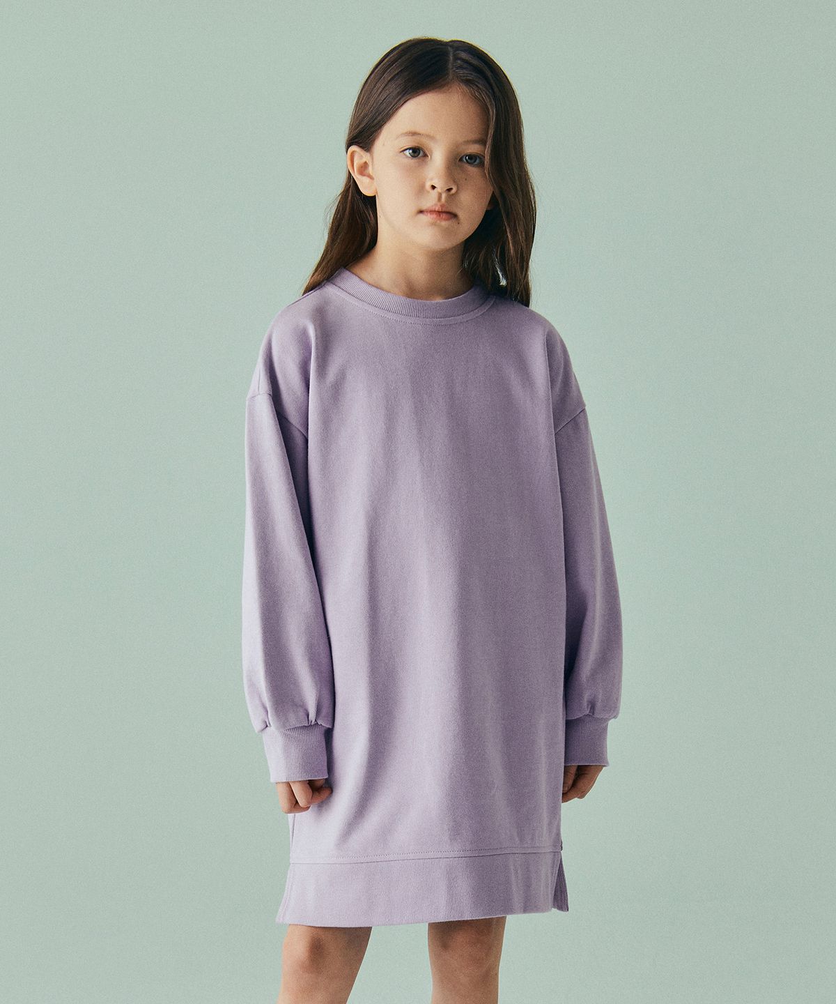 무신사 스탠다드 키즈(MUSINSA STANDARD KIDS) 벌룬 슬리브 스웨트 드레스 [라벤더]