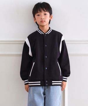 오버사이즈 스웨트 바시티 재킷 [블랙]
