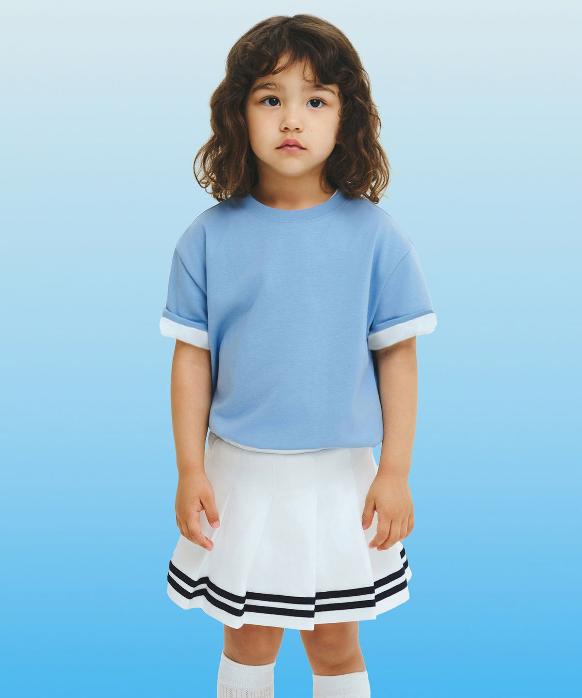 무신사 스탠다드 키즈(MUSINSA STANDARD KIDS) [쿨탠다드] 릴렉스드 크루 넥 티셔츠 [스카이 블루]