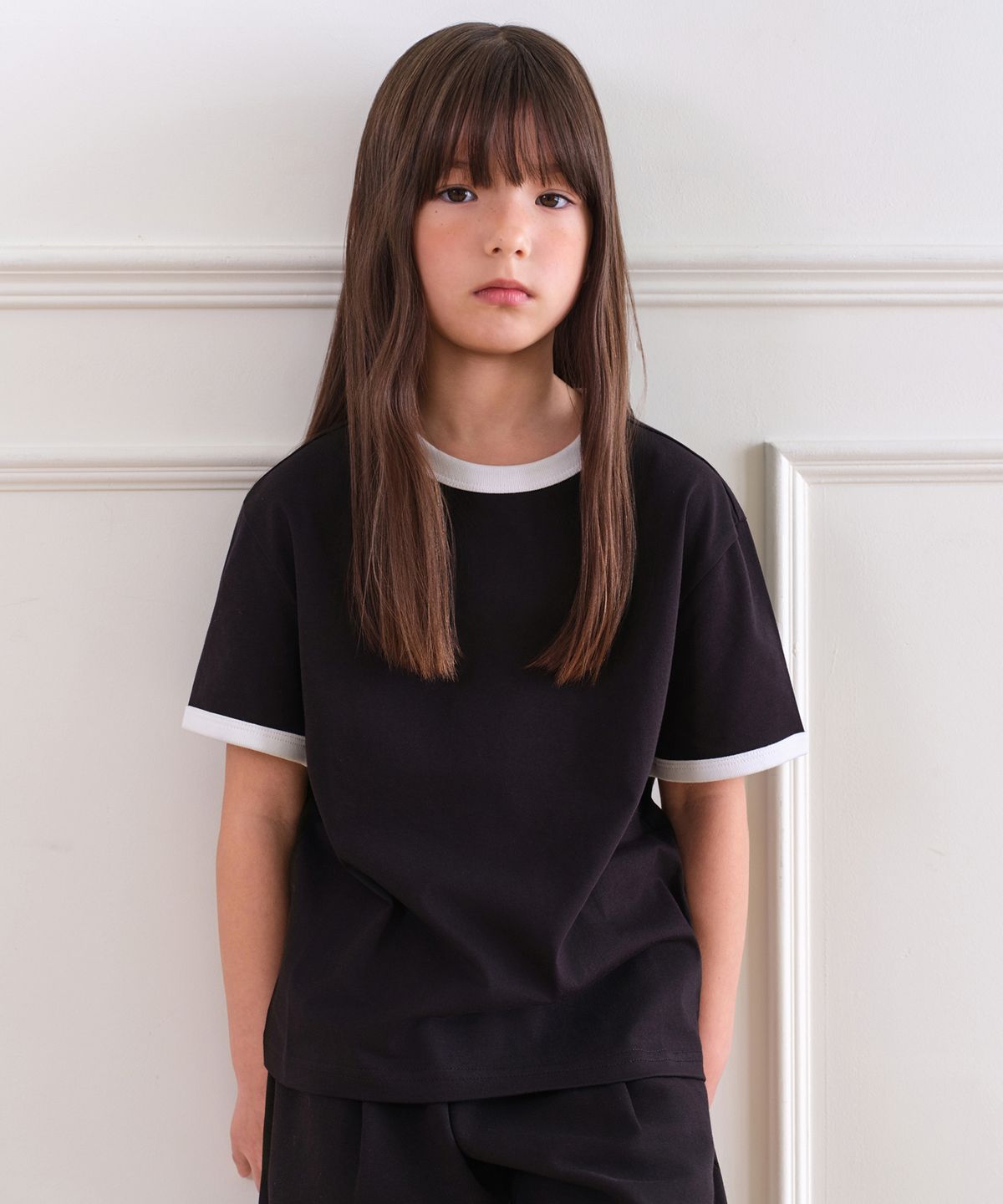 무신사 스탠다드 키즈(MUSINSA STANDARD KIDS) 릴렉스드 링거 티셔츠 [블랙]