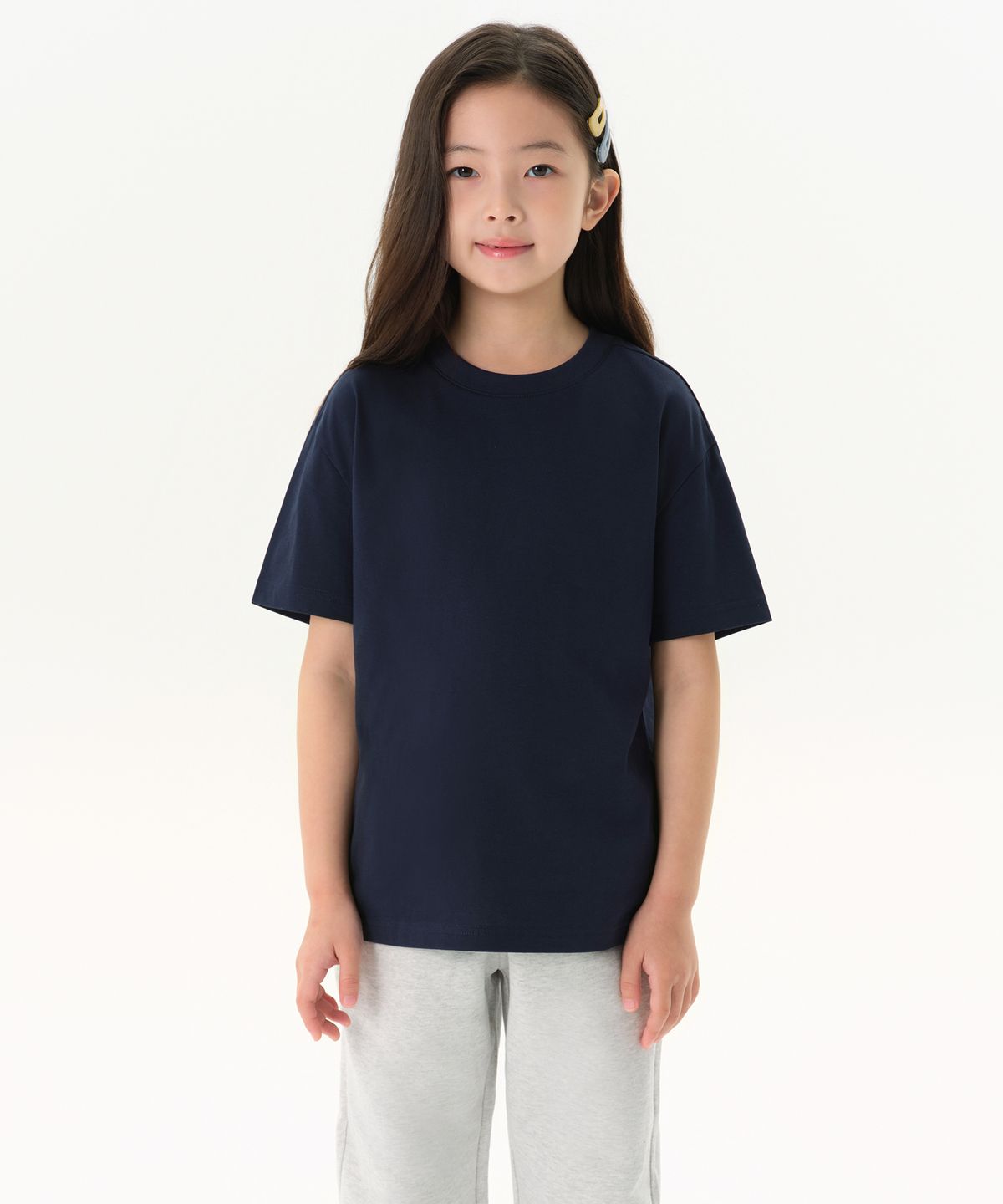 무신사 스탠다드 키즈(MUSINSA STANDARD KIDS) 릴렉스드 크루 넥 티셔츠 [네이비]