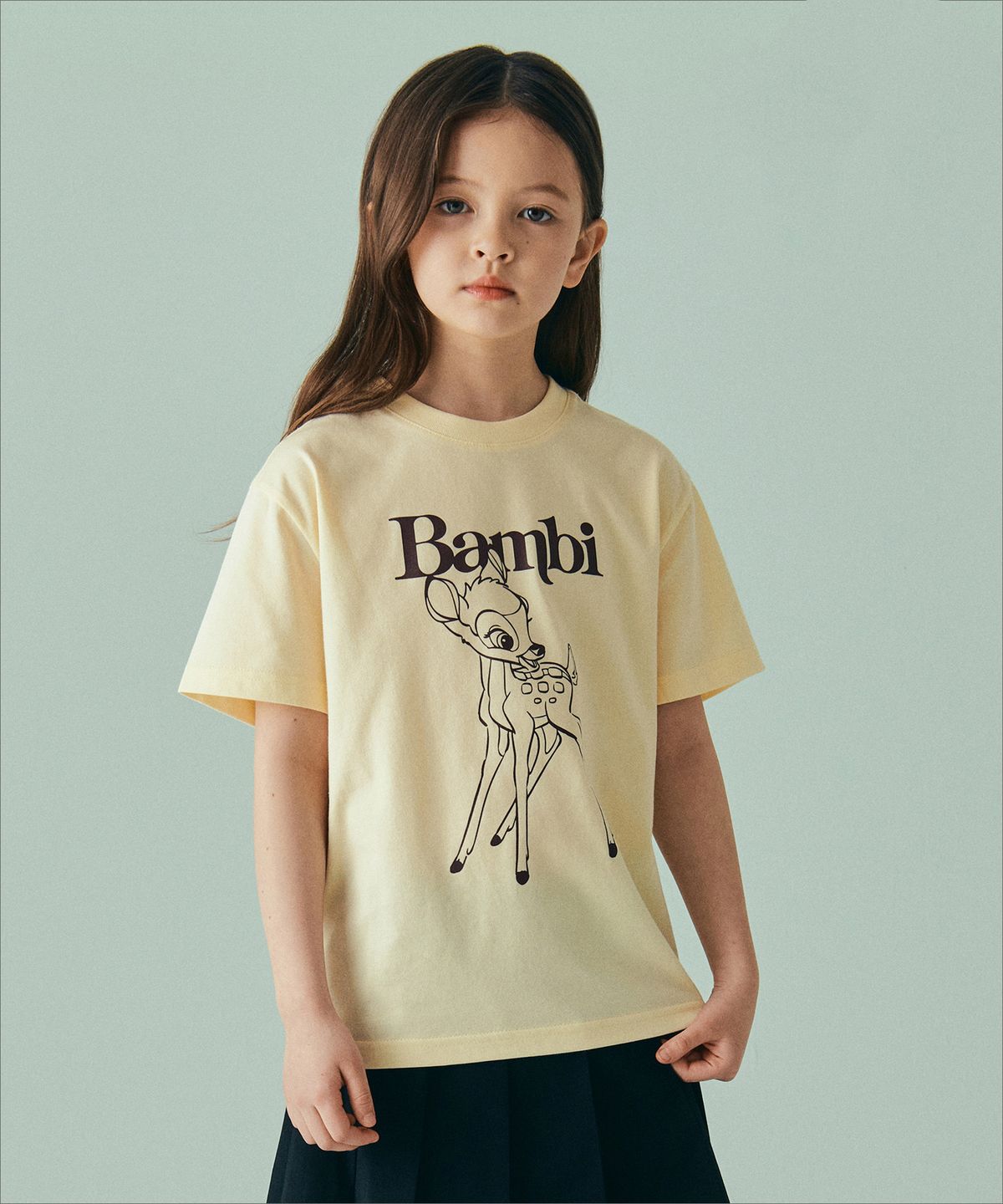 무신사 스탠다드 키즈(MUSINSA STANDARD KIDS) 밤비_릴렉스드 티셔츠 [레몬 크림]