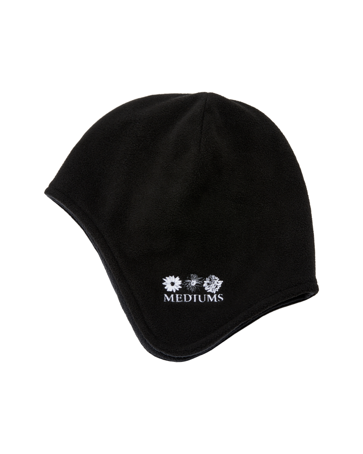 미디엄스(MEDIUMS) Sunflower Logo Ear Flap Fleece Beanie - Black (해바라기 로고 이어플랩 플리스 비니)