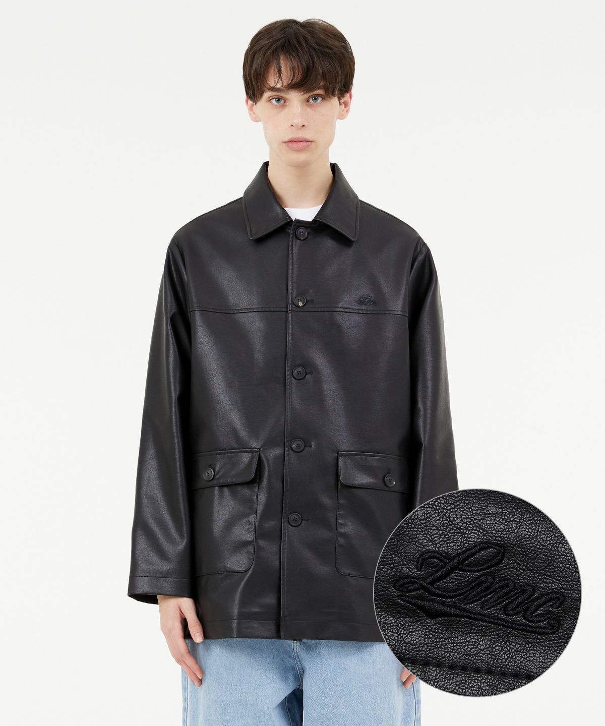 엘엠씨(LMC) CLASSIC VEGAN LEATHER CAR COAT black