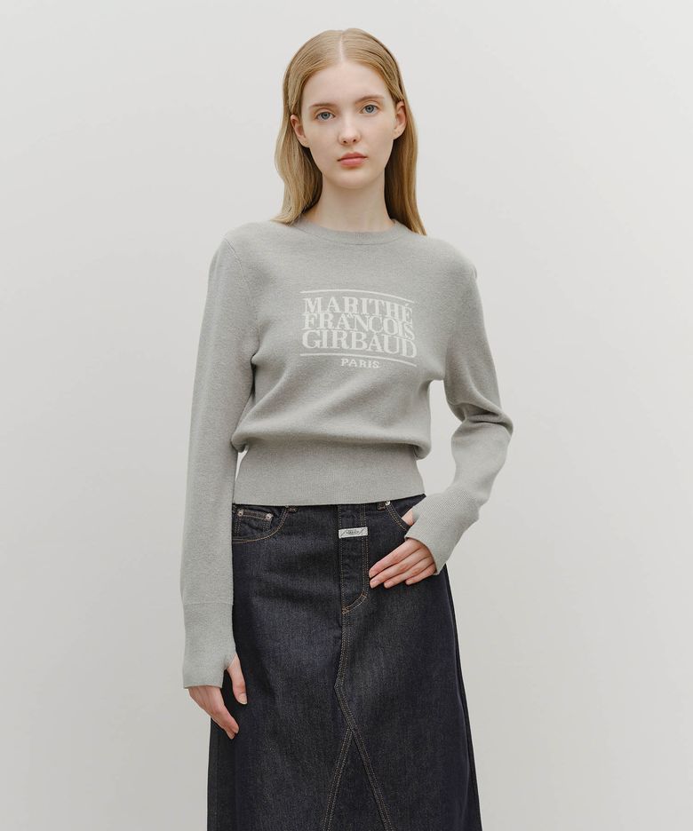 W CLASSIC LOGO CROP KNIT melange gray