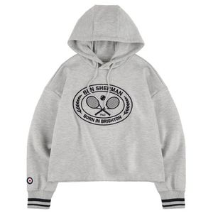 여성 테니스 후드 티셔츠 멜란지그레이 BNATS652F