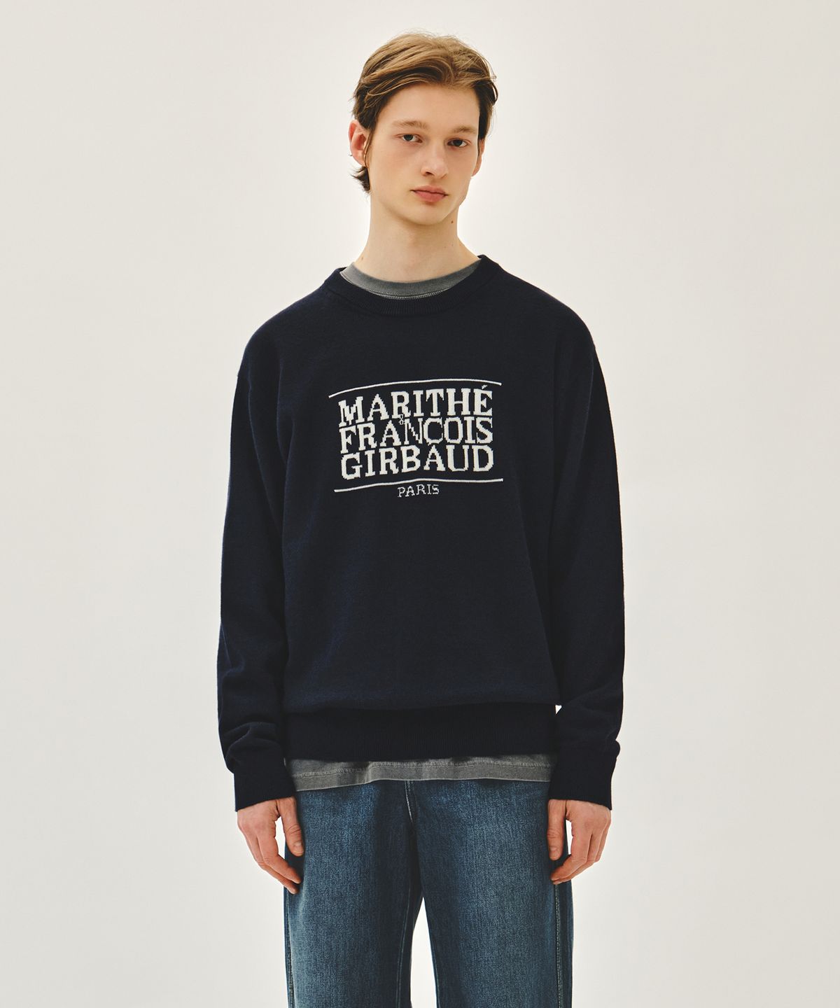 마리떼 프랑소와 저버(MARITHÉ + FRANҪOIS GIRBAUD) CLASSIC LOGO KNIT PULLOVER navy
