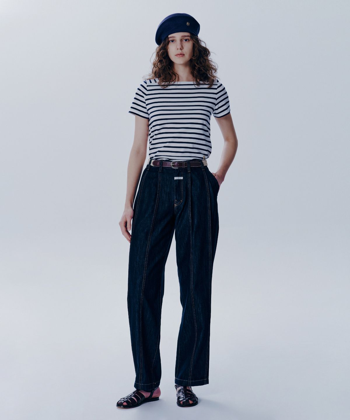 마리떼 프랑소와 저버(MARITHÉ + FRANҪOIS GIRBAUD) W TUCK WIDE DENIM PANTS dark blue