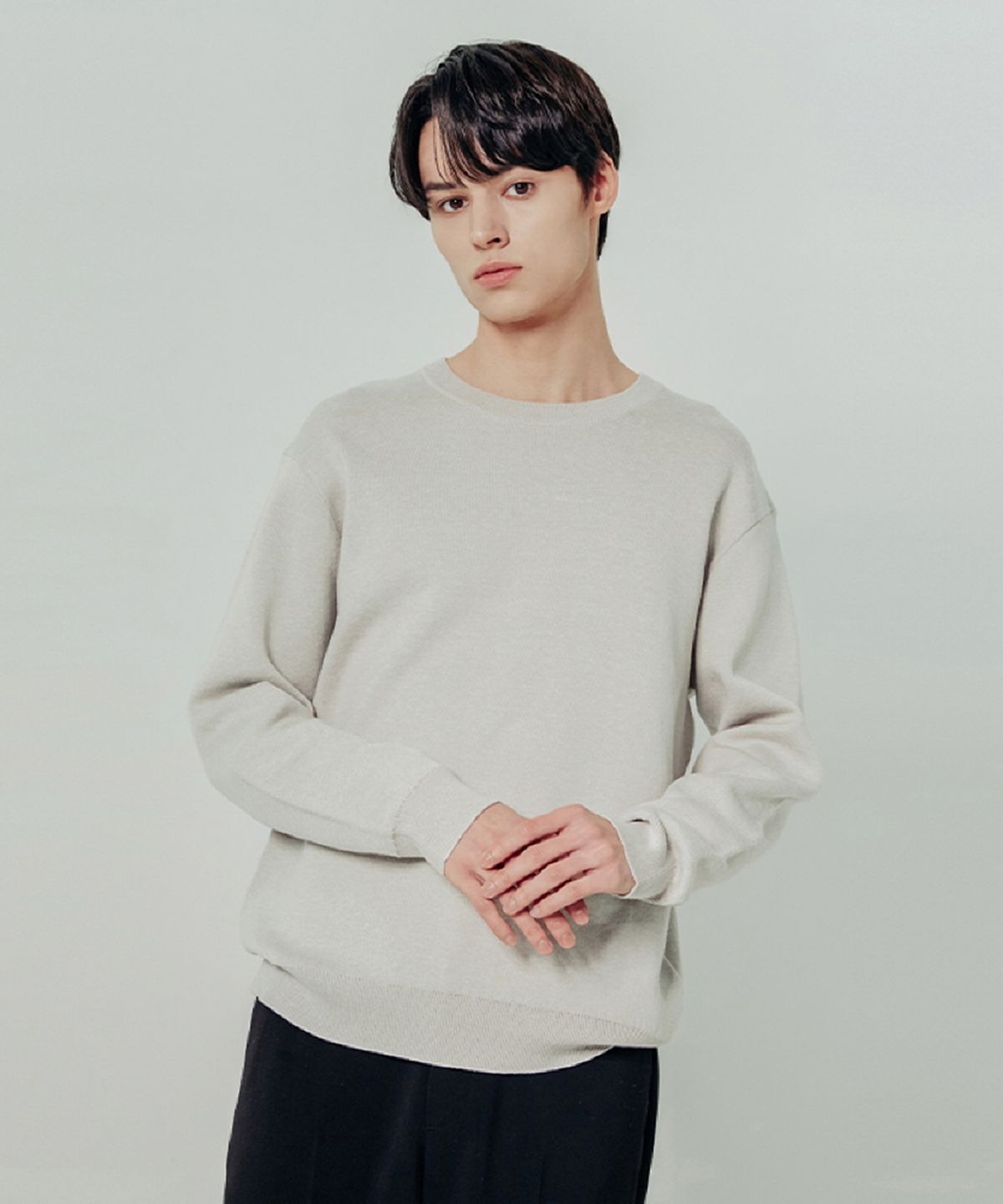 애드호크(ADHOC) 남성 크루넥 스웨터 (LT-GREY)