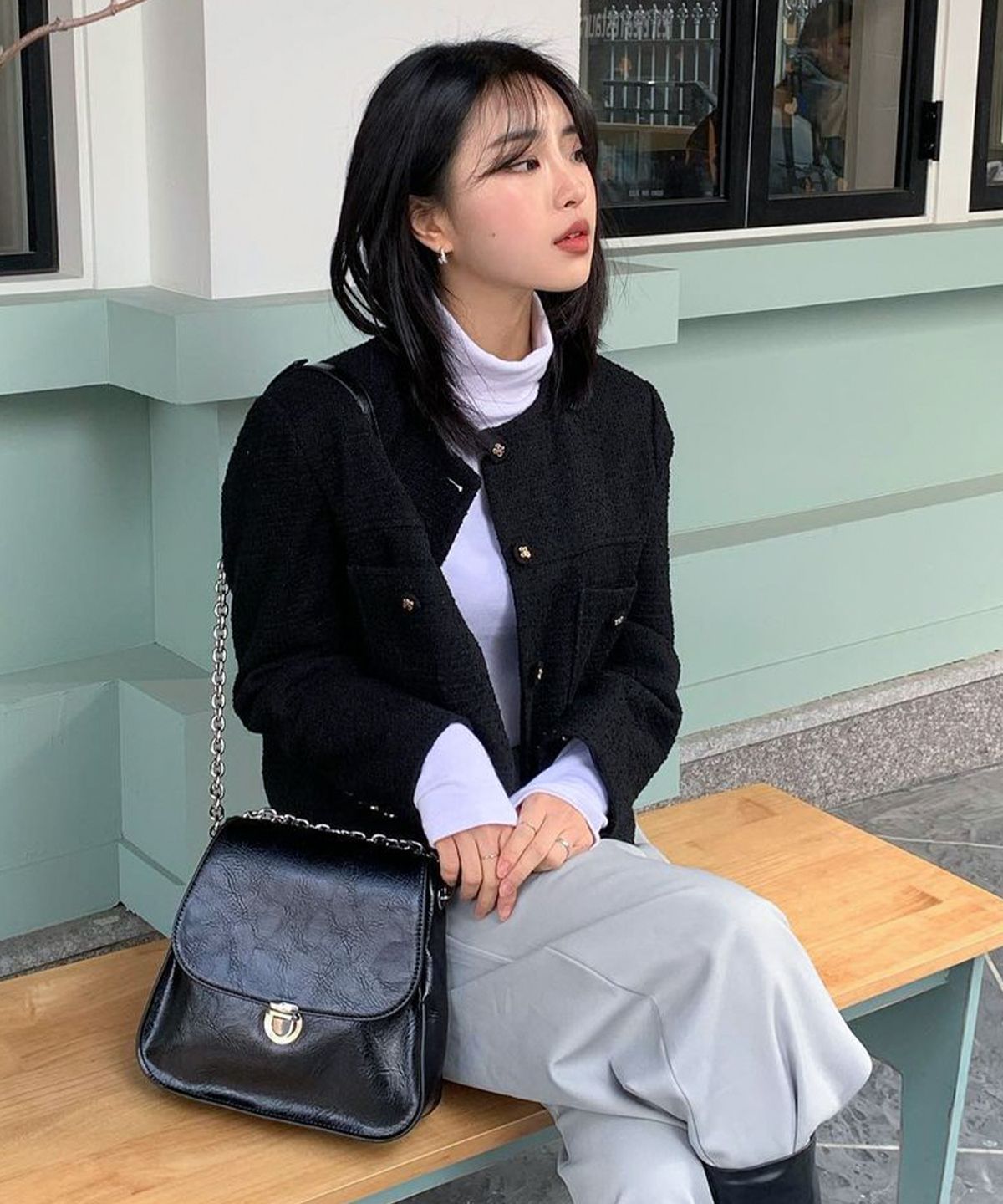 레더리(LEATHERY) 아더 클래식 체인백 [BLACK]