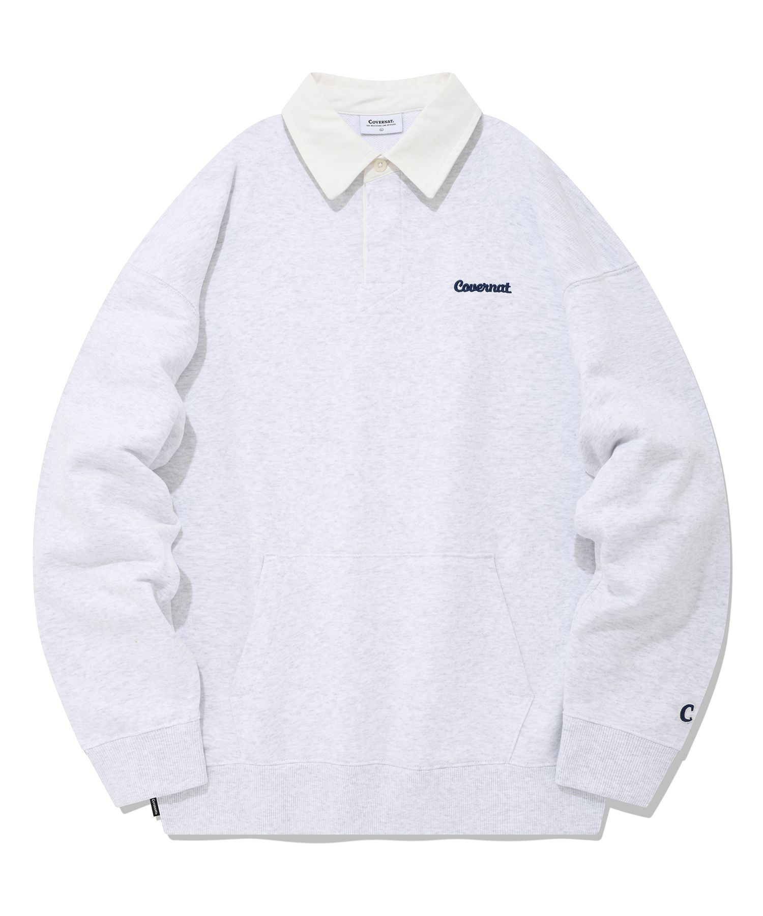 スウェット・トレーナー COVERNAT Small Curly Logo Rugby Man to Man Header Grey MUSINSA | COVERNAT Small Curly Logo Rugby Sweatshirt Heather