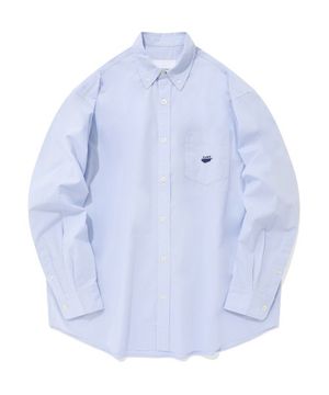 웨일 로고 코튼 셔츠 라이트 블루