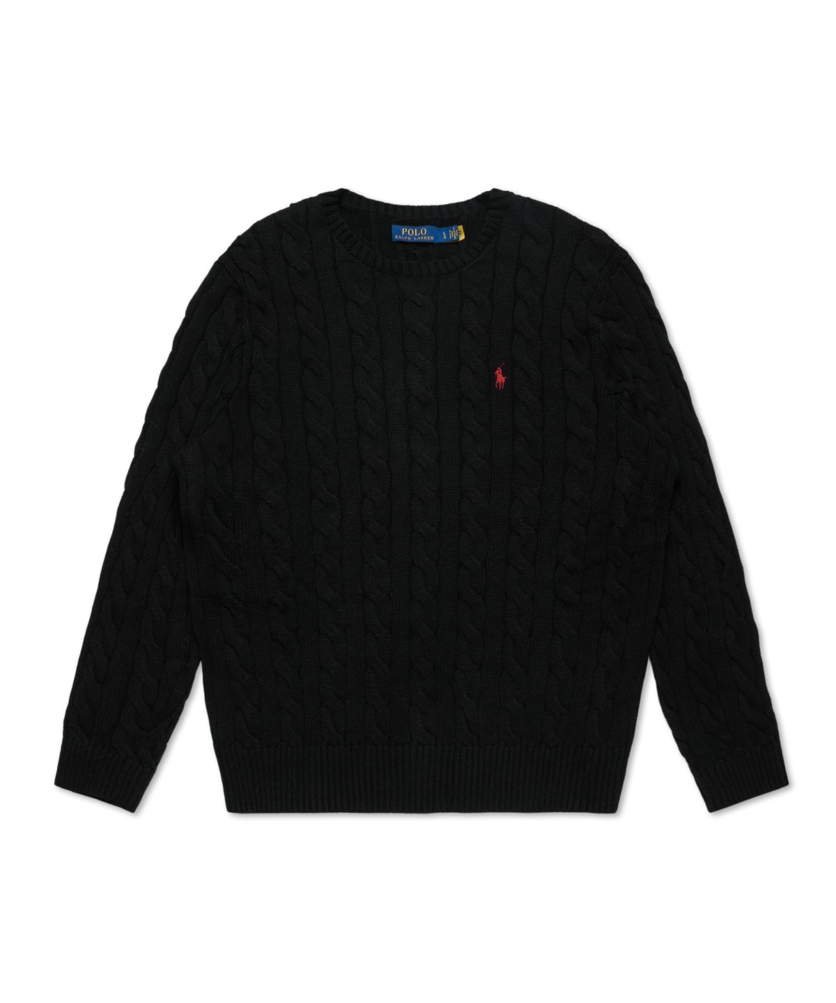 폴로 랄프 로렌(POLO RALPH LAUREN) 케이블 니트 코튼 스웨터 - 블랙