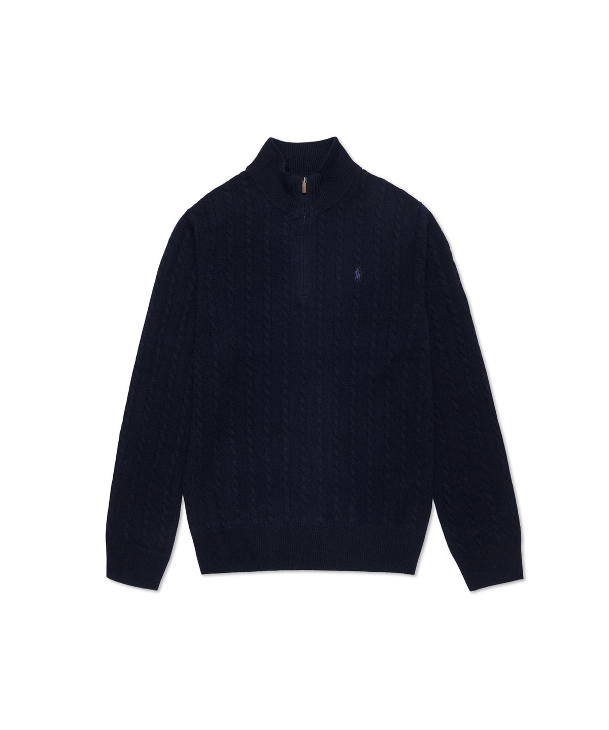 폴로 랄프 로렌(POLO RALPH LAUREN) 케이블 니트 울 코튼 지퍼 스웨터 - 블루