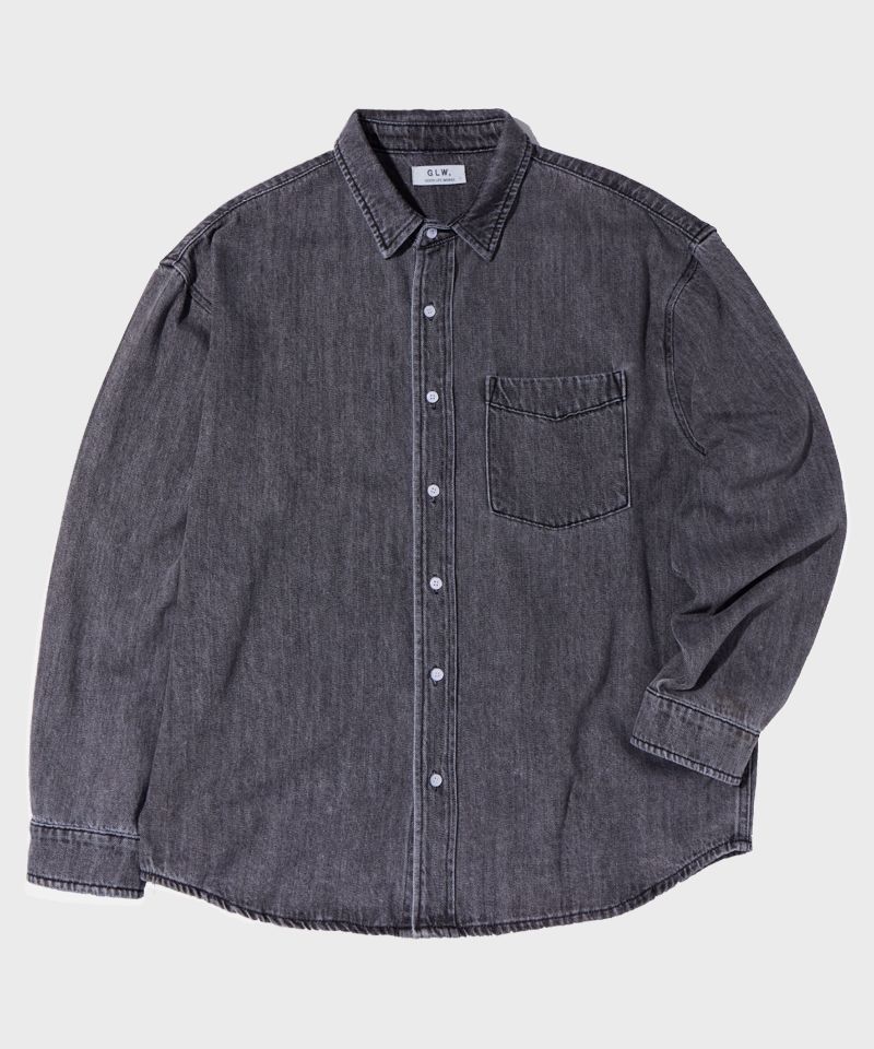Men Black Washed Denim Oversized Shirt