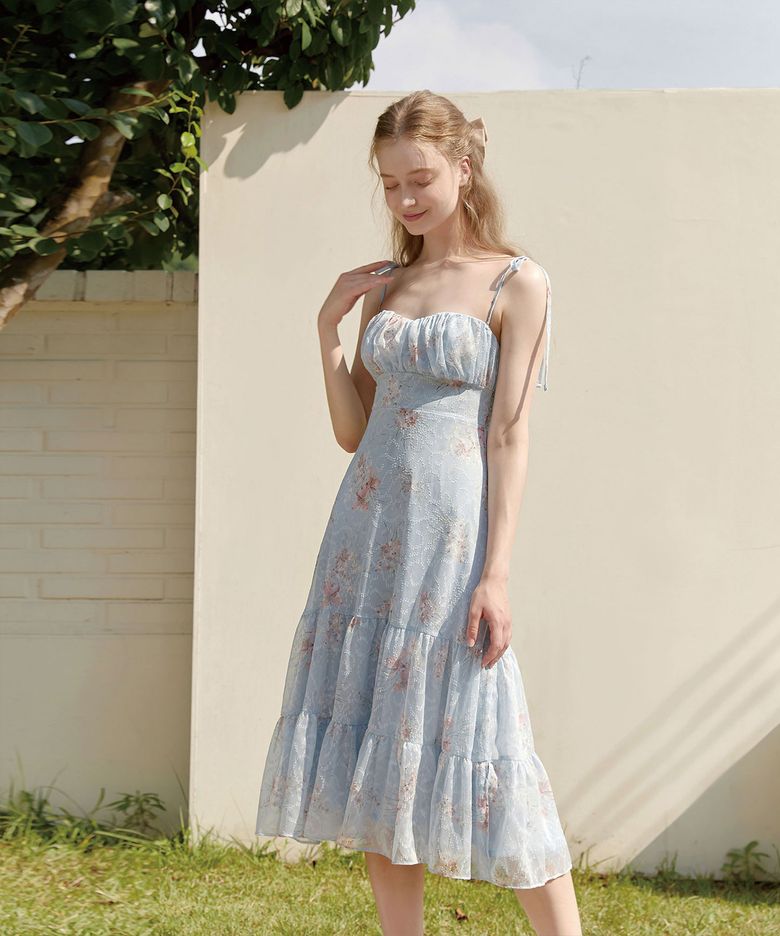 Daphne flower dress Sky Blue